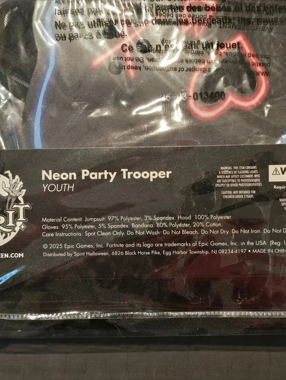 NEW Fortnight Neon Party Trooper Costume SZ Youth Med 8/10